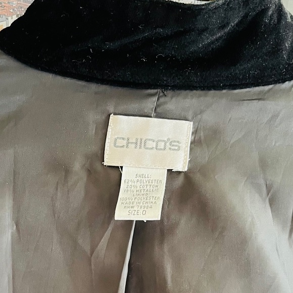 Chico’s woman’s metallic brocade jacket, Black/Silver, size 0 beautiful pattern- - Picture 15 of 16